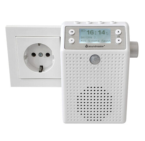 Soundmaster Aufputz-Steckdosenradio DAB60WE, DAB+/UKW, Bluetooth, Akku, IPX4