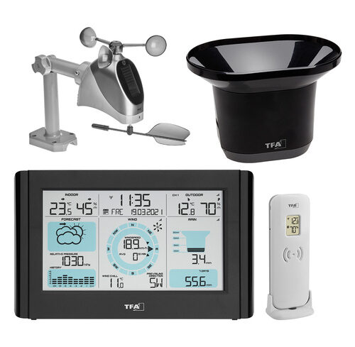 TFA Funk-Wetterstation WEATHER PRO mit Wind- und Regenmesser, 433 MHz