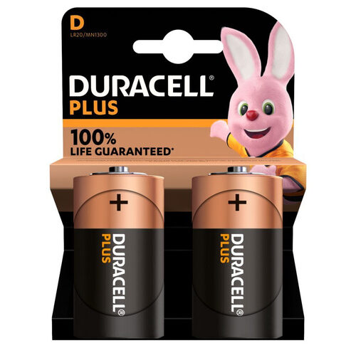 Duracell Plus Alkaline-Batterie D/Mono/LR20, 1,5V, 2er-Pack