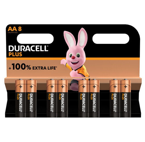 Duracell Plus Alkaline-Batterie AA/Mignon/LR6, 1,5 V, 8er-Pack