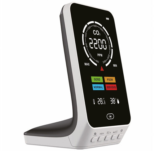 TFA CO2-Messgerät / CO2-Anzeige AirControl UP, Kohlendioxid, Ampel-Anzeige, Dual-Beam, Akku, weiß