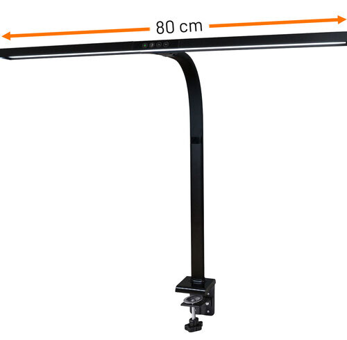 FeinTech 20-W-LED-Schreibtischleuchte / LED-Klemmleuchte LTL00321E, Tischmontage, 80 cm, schwarz