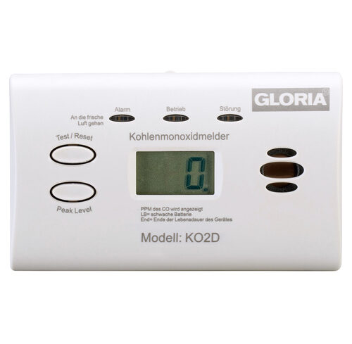 GLORIA Kohlenmonoxid-Warnmelder / CO-Melder KO2D, mit Display, Batteriebetrieb