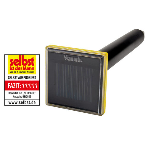 Vanish Solar-Maulwurfvertreiber MVT-2, Schallimpuls, max. 700 m² Wirkungsbereich, Solarbetrieb, IP65