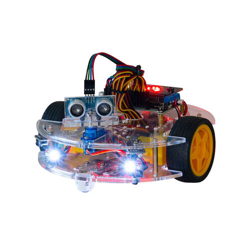 Joy-IT programmierbares Roboterauto Joy-Car inkl. micro:bit v2 und beweglichem Ultraschallsensor