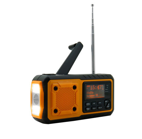Soundmaster Kurbelradio DAB112OR, UKW/DAB+, Solar-Panel, Akku-/Batteriebetrieb, LED-Licht, Bluetooth