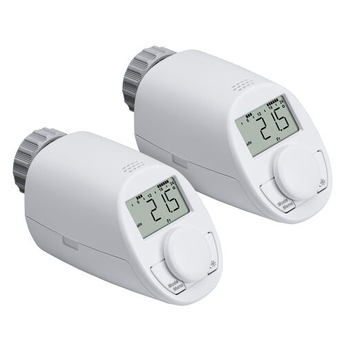 Eqiva 2er-Set Elektronischer Heizkörperthermostat Model N mit Boost-Funktion, leises Kompaktgetriebe