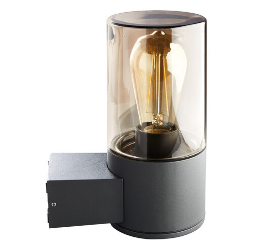 HEITRONIC Wandleuchte SANTORIN mit E27-Fassung, Aluminium, Rauchglas, IP65