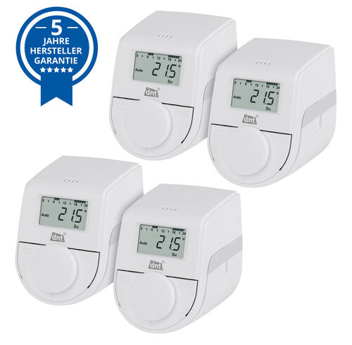 dnt 4er-Set Heizkörperthermostat ThermoTune, Stand-alone, ca. 4 Jahre Batterielaufzeit