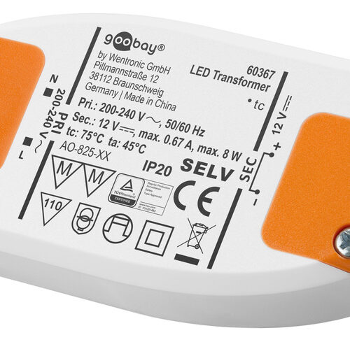 goobay LED-Netzteil / LED-Trafo, 8 W, 12 V DC, 0,67 A, Konstantspannung, IP20, ultraflach