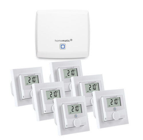 Homematic IP Set Raumklima mit Access Point, 6x Wandthermostat mit Schaltausgang 230 V