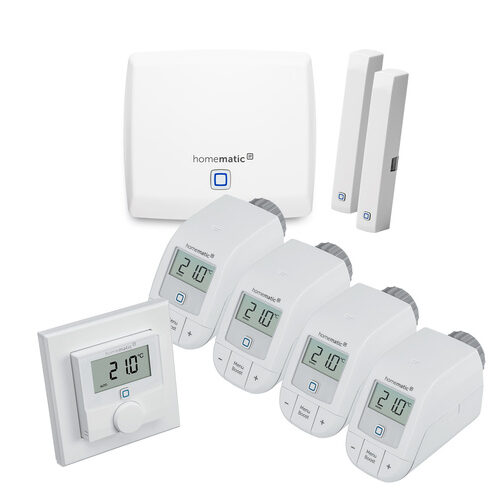 Homematic IP Set Raumklima mit Access Point, 1x Wandthermostat, 2x Fensterkontakt, 4x Heizkörperthermostat