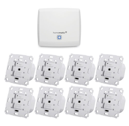 Homematic IP Set Beschattung mit Access Point, 8x Rollladenaktor für Markenschalter