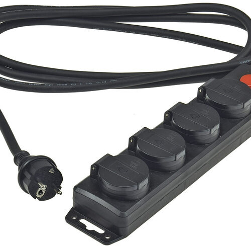 Chilitec 4-fach-Gartensteckdosenleiste für Außen, 4-fach, IP44, 3m Zuleitung, mit Ein-/Aus-Schalter