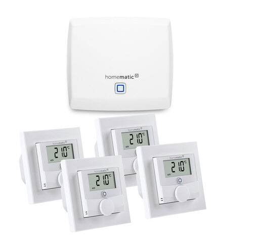Homematic IP Set Raumklima mit Access Point, 4x Wandthermostat mit Schaltausgang 230 V