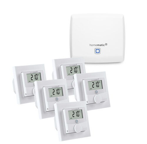 Homematic IP Set Raumklima mit Access Point, 5x Wandthermostat mit Schaltausgang 230 V