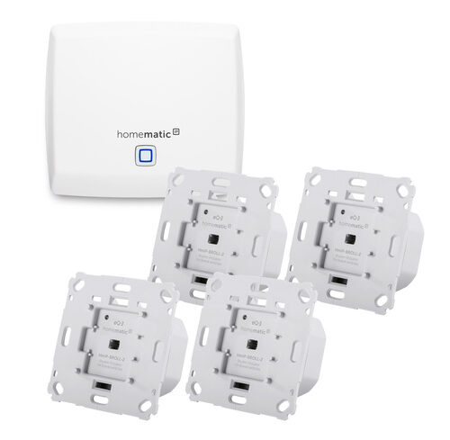Homematic IP Set Beschattung mit Access Point, 4x Rollladenaktor für Markenschalter