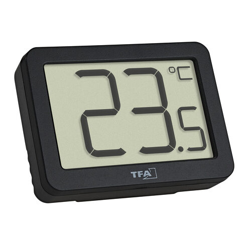 TFA Digitales Thermometer für Raumtemperatur-Erfassung, Magnetmontage, kompakt, schwarz