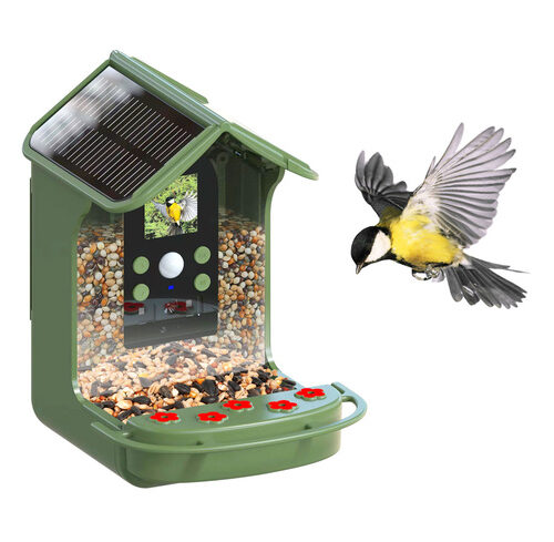 EASYPIX Vogelfutterhaus -BirdyCam- mit HD-Kamera, Solar-Panel und Akku, speichert auf microSD-Karte