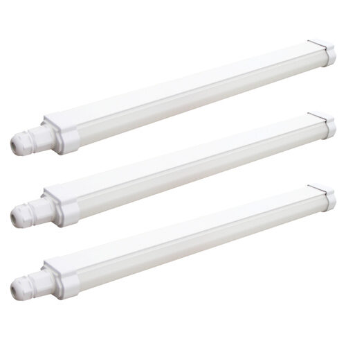 Blulaxa 3er-Set 20-W-LED-Feuchtraumwannenleuchte HumiLED fix slim, 2400 lm, 4000 K, IP65, 120 cm