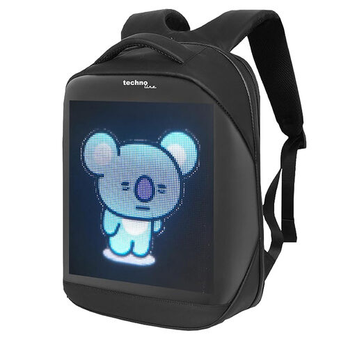 technoline LED-Rucksack mit programmierbarem Display, App, 21,5 Liter, wasserabweisend