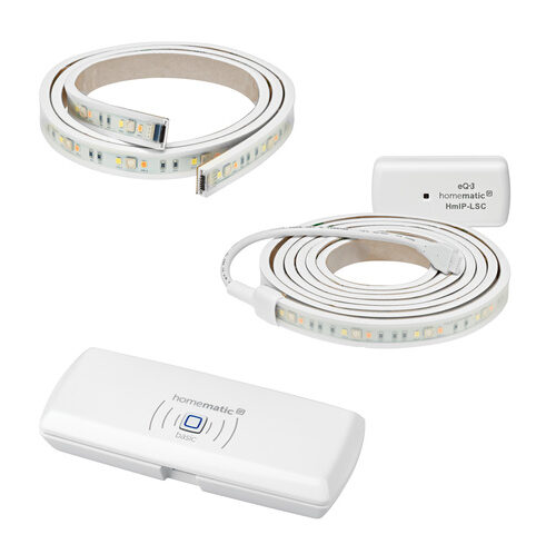 Homematic IP Smart Home Set Licht Basic mit Lightstrip, 3 m (2 + 1 m) und Access Point – basic