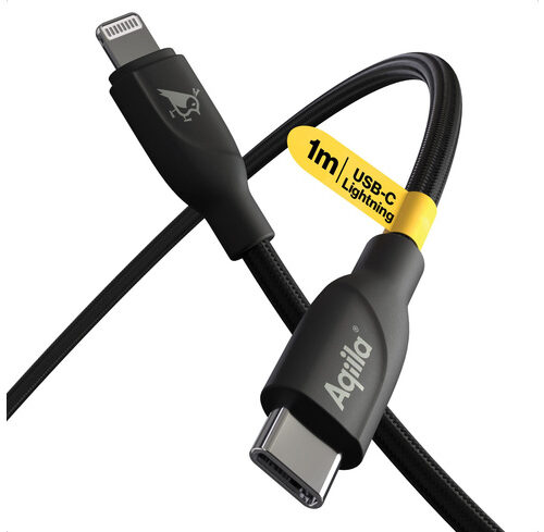 Aqiila Cablebird CB21 Sync-/ Ladekabel, 30W, Type-C auf Lightning, 1 m, Schwarz