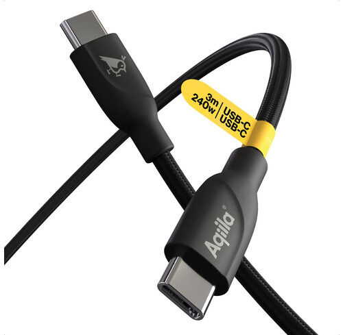 Aqiila Cablebird CB13 Sync-/ Ladekabel, 240W, Type-C auf Type-C, 3 m, Schwarz