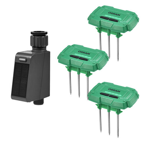 OSRAM SMART + Smart Home Bewässerungsset, 3x Bodenfeuchtesensor, 1x Bewässerungscontroller, WLAN