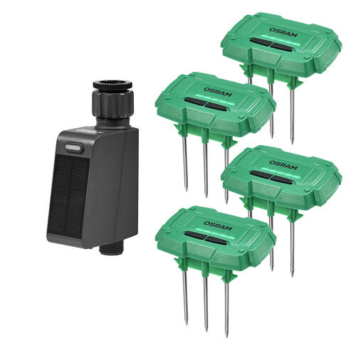 OSRAM SMART + Smart Home Bewässerungsset, 4x Bodenfeuchtesensor, 1x Bewässerungscontroller, WLAN