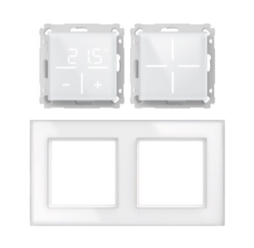 Homematic IP Smart Home Set Glastaster + Glas-Thermostat mit CO2-Sensor + Glasrahmen, weiß, 1x WGS, 1x WGTC, 1x GF2