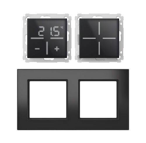 Homematic IP Smart Home Set Glastaster + Glas-Thermostat mit CO2-Sensor + Glasrahmen, schwarz , 1x WGS-A, 1x WGTC-A, 1x GF2-A