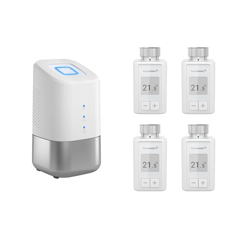 Homematic IP Smart Home Set Heizen Professional mit Heizkörperthermostaten, 4x eTRV-F, 1x HCU1