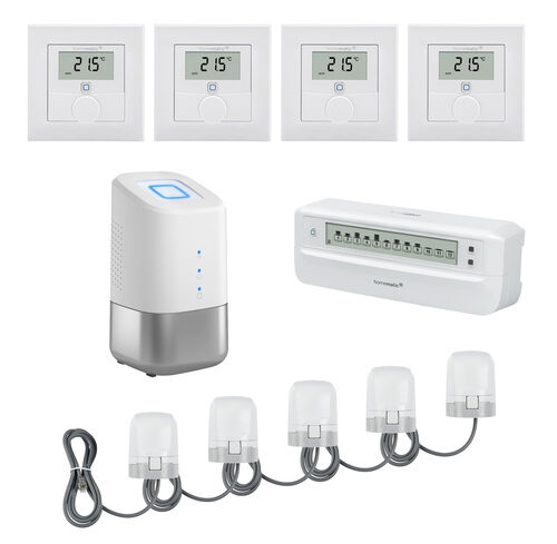 Homematic IP Smart Home Set Heizen Professional für Fußbodenheizung, 1x HCU1, 4x WTH-1, 5x VDMOT, 1x FALMOT-C12