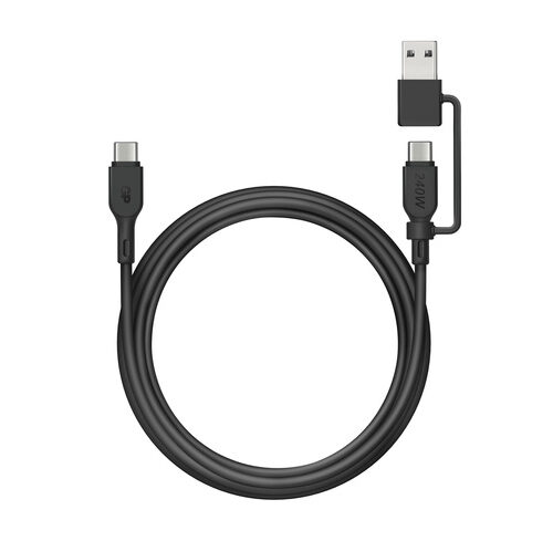 GP Daten- und Ladekabel, 2in1, USB-C/USB-A zu USB-C, 1,5 m, Schwarz
