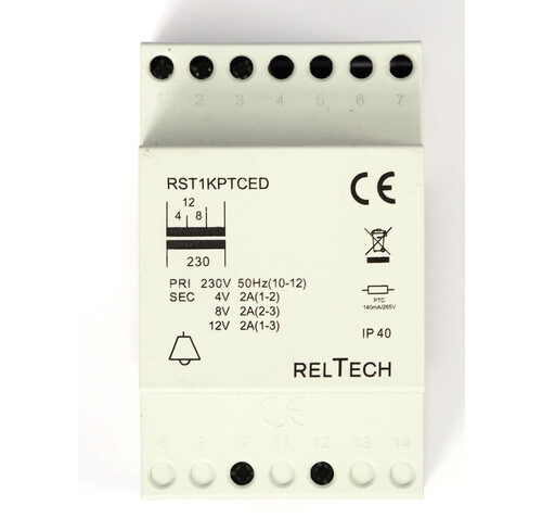 RELTECH Sicherheitstransformator RST1PTCED, 4-8-12V~/2A