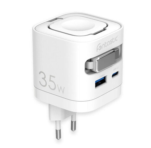 FONTASTIC USB Multi Quick Travel Charger “QiZap”, Kabel 68 cm, Weiß