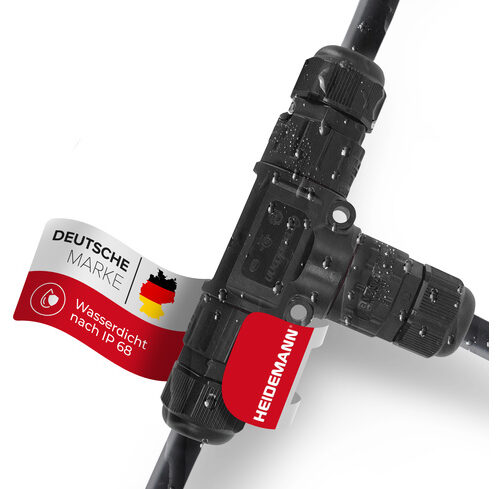 Heidemann ISO FLEX Kabelverbinder, T-Stück Kupplung, 3-polig mit Kupplungsstecker, IP68