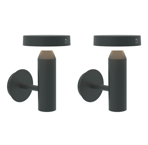 Die BOLD 2er-Set Solar-Wandleuchte mit PIR, Gun Grey