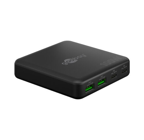 Goobay USB-C™ PD GaN Multiport-Tischladegerät, 100 W, 4 Ports, Schwarz