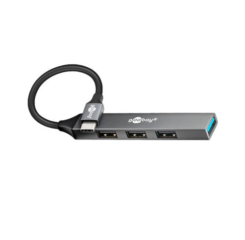Goobay Slim 4-Port USB-Hub, USB-C™ auf USB-A, 5 Gbit/s