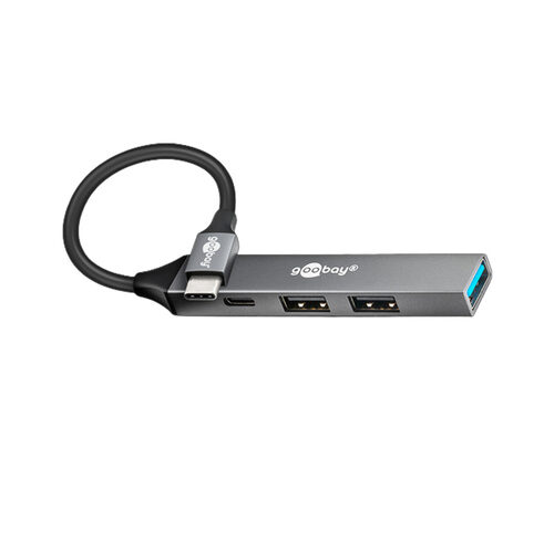 Goobay Slim 4-Port USB-Hub, USB-C™ auf USB-C™/USB-A, 5 Gbit/s