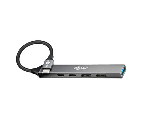 Goobay Slim 5-Port USB-Hub, USB-C™ auf USB-C™/USB-A, 5 Gbit/s