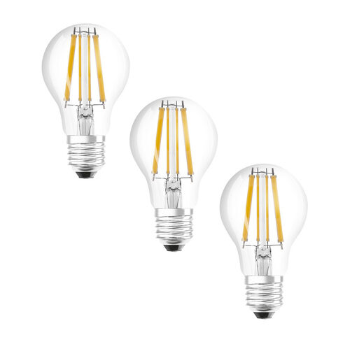 Osram LED Base Classic A 100 Filament, 11 W, 1521 lm, E27, kaltweiß, klar, 3er Pack
