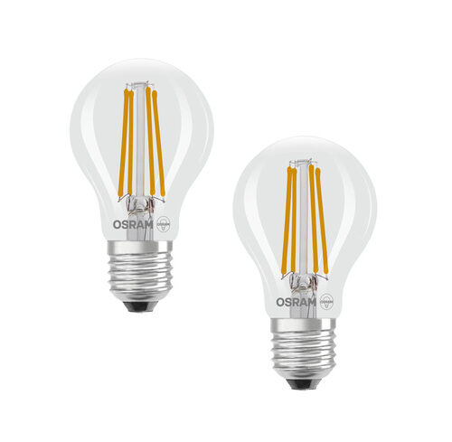 Osram LED Classic A 40, Filament, EEK A, 2,2 W, 470 lm, E27, warmweiß, klar, 2er Pack
