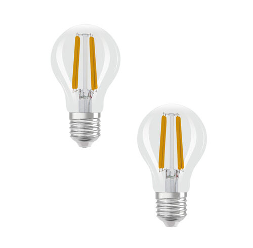 Osram LED Classic A 60, Filament, EEK A, 3,8 W, 806 lm, E27, kaltweiß, klar, 2er Pack