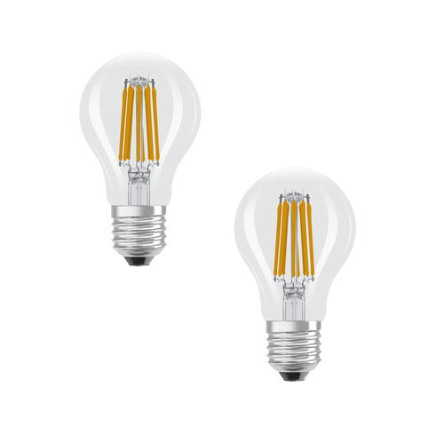 Osram LED Classic A 100, Filament, EEK A, 7,2 W, 1521 lm, E27, kaltweiß, klar, 2er Pack