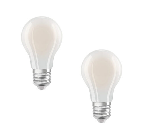 Osram LED Classic A 75, Filament, EEK A, 5 W, 1055 lm, E27, kaltweiß, matt, 2er Pack