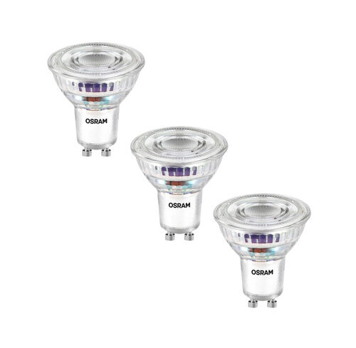 Osram LED PAR16 50 100°, 2,5 W, 450 lm, GU10, EEK A, warmweiß, 3er Pack