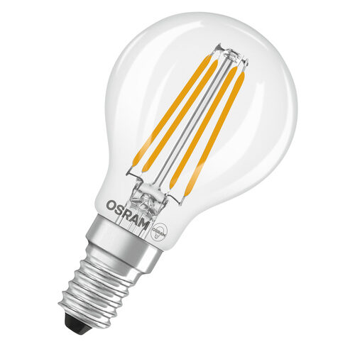 Osram LED Classic P 40, Filament, EEK B, 2,5 W, 470 lm, E14, dimmbar, warmweiß, klar